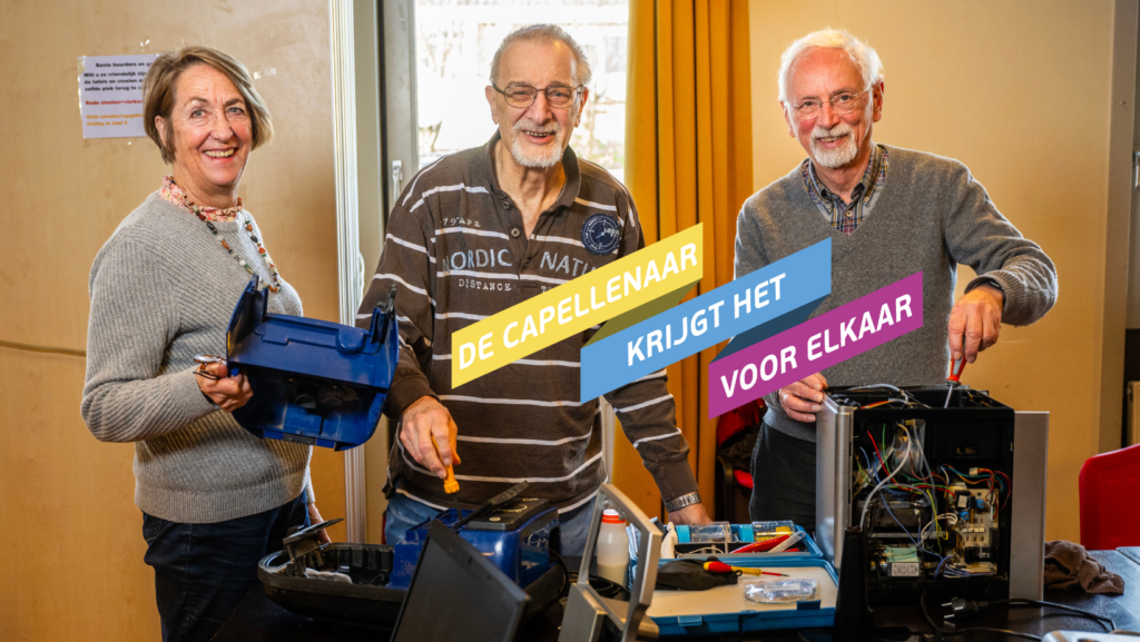 Drie vrijwilligers van het Repair Café