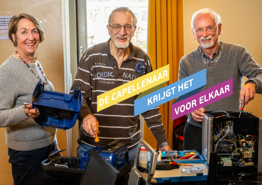 Drie vrijwilligers van het Repair Café