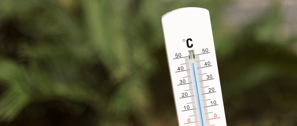 Thermometer geeft meer dan 40 graden aan.