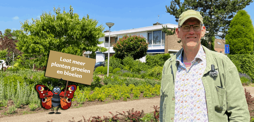 Collega Henk bij een van de kleur en fleur-locaties in Capelle