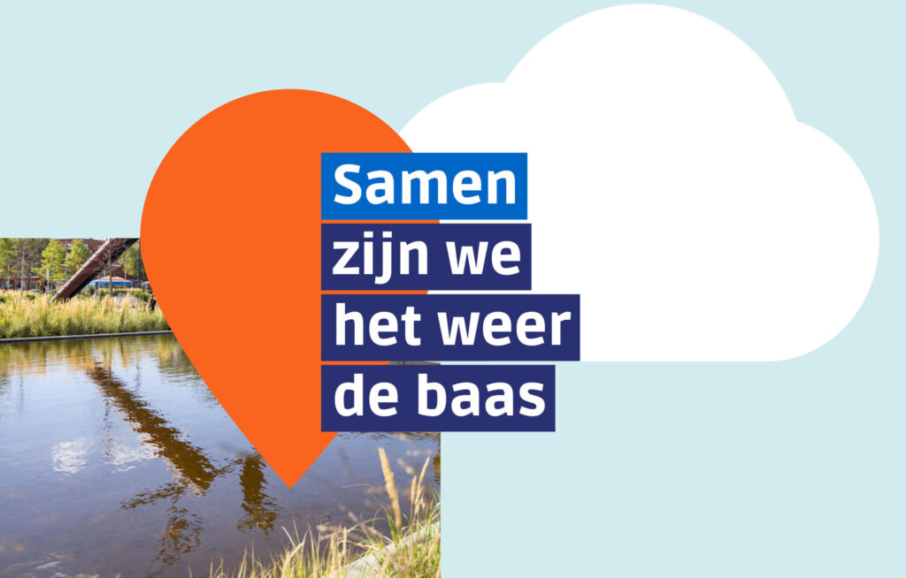 Sloot met daarin een pointer en wolk met de tekst erin 'Samen zijn we het weer de baas'