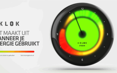 Afbeelding van de eKlok. Die geeft met groene en rode kleuren wanneer het druk op het stroomnet is.