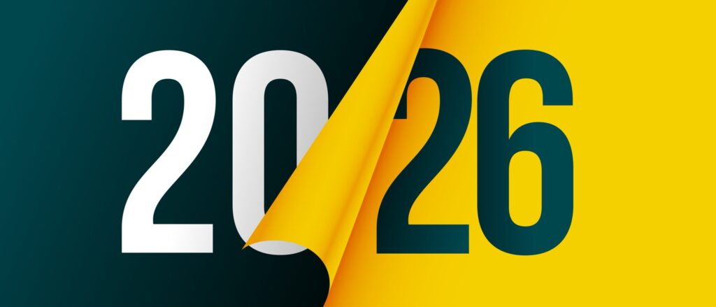 De cijfers 2026 met een zwart gele achtergrond