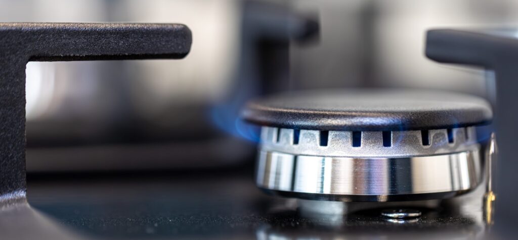 Gaspit van een fornuis van heel dichtbij gezien